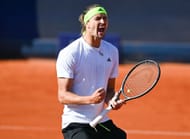 Alexander Zverev celebrates after reaching the final of the Munich Open. Source: Getty