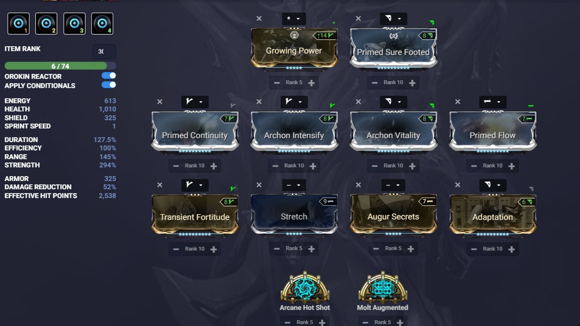 Warframe Temple Build (Image via Overframe)