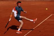 Andrey Rublev kicks a ball in his match against Arthur Fils of France during day five of the Rolex Monte-Carlo Masters. Source: Getty