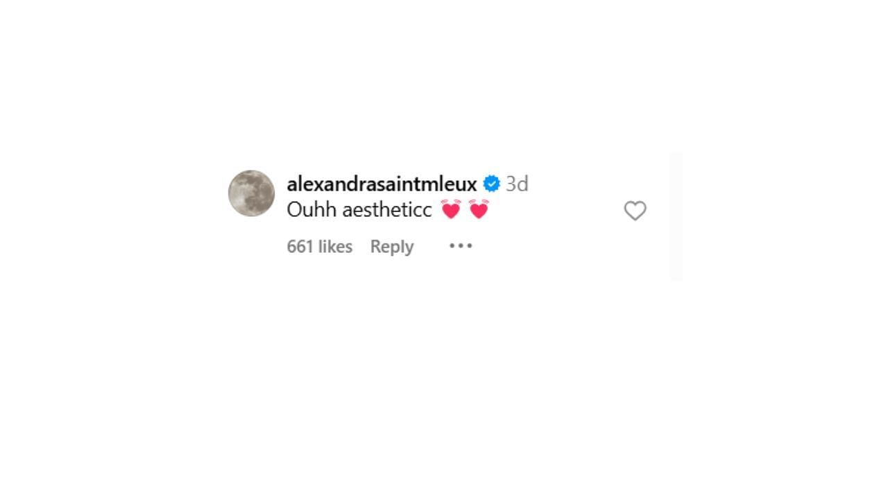 Screengrab of Alexandra Saint-Mleux&#039;s comment on Francisca Gomes&#039;s Instagram post (@kikagomes)