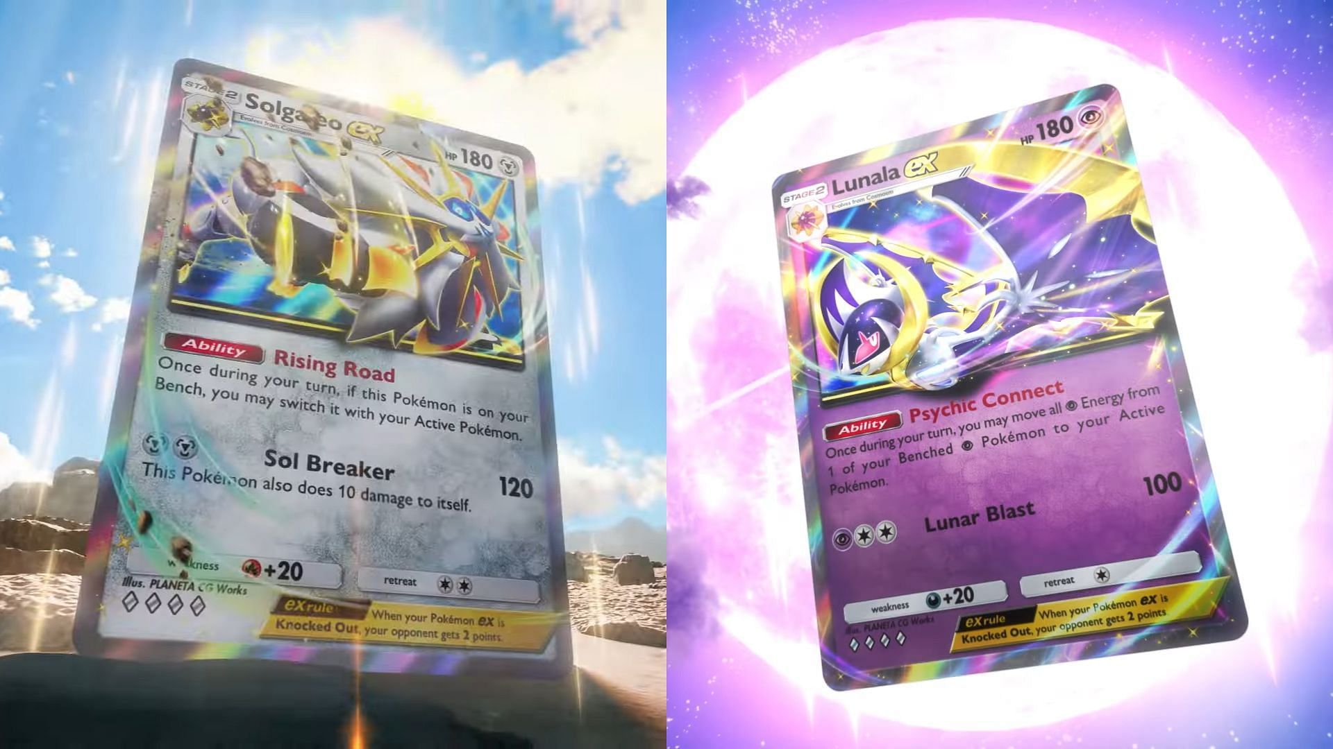 Solgaleo ex and Lunala ex&#039;s cards revealed (Image via The Pokemon Company)