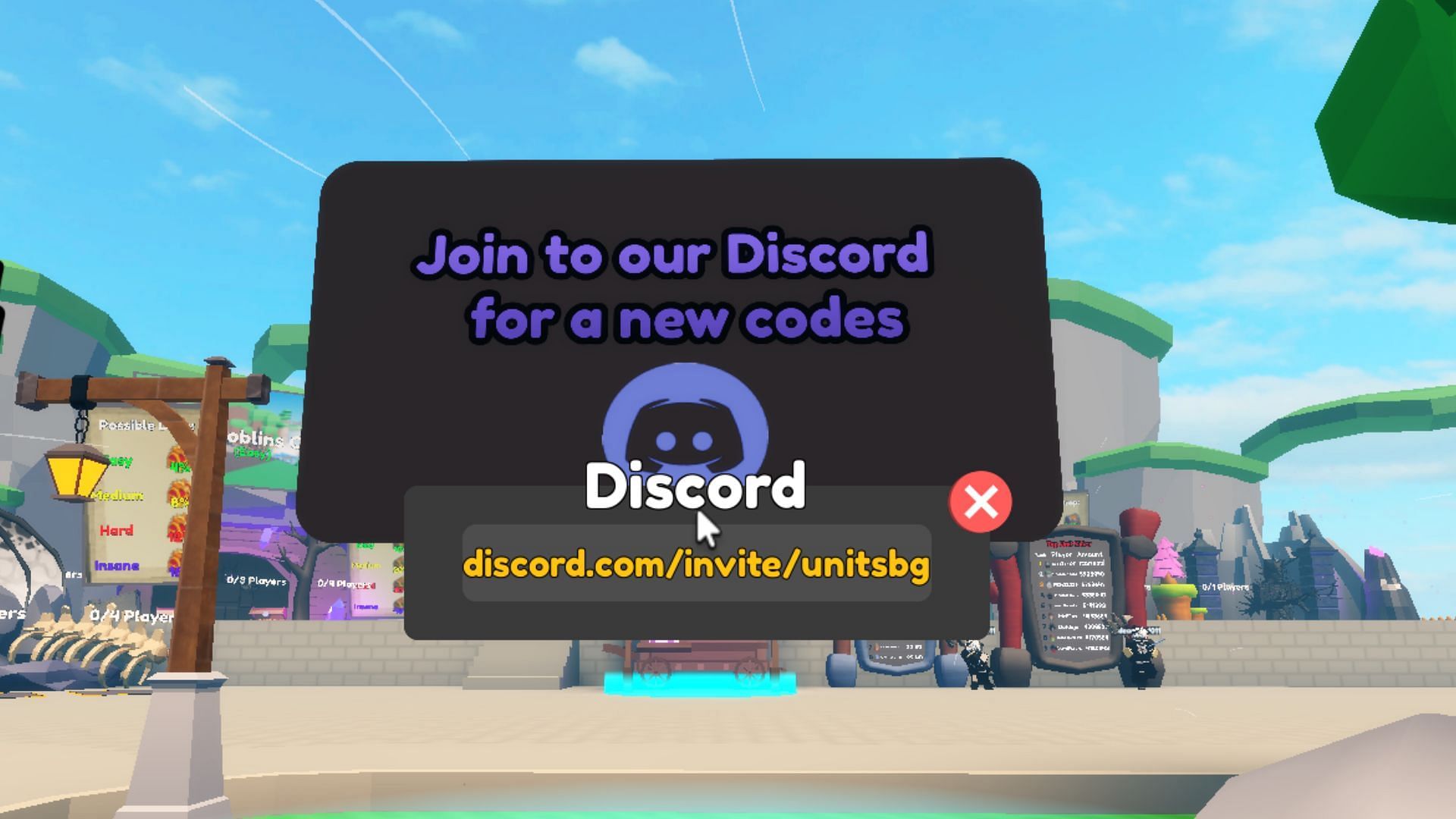 Be a part of the game's Discord community (Image via Roblox)