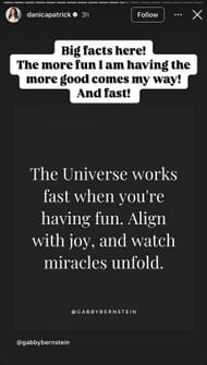 Danica Patrick | Image via Instagram Story (@danicapatrick)