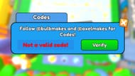 Grow Snowball Race invalid code issue (Image via Roblox)