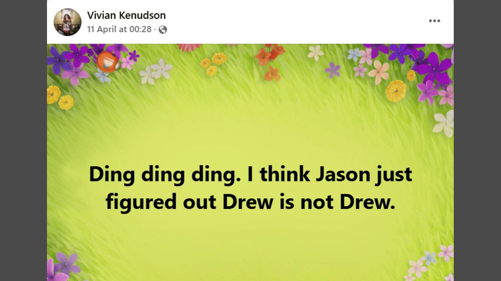 A post made by a fan, saying that Drew is not actually Drew (Image via Facebook/General Hospital Fans - Official)