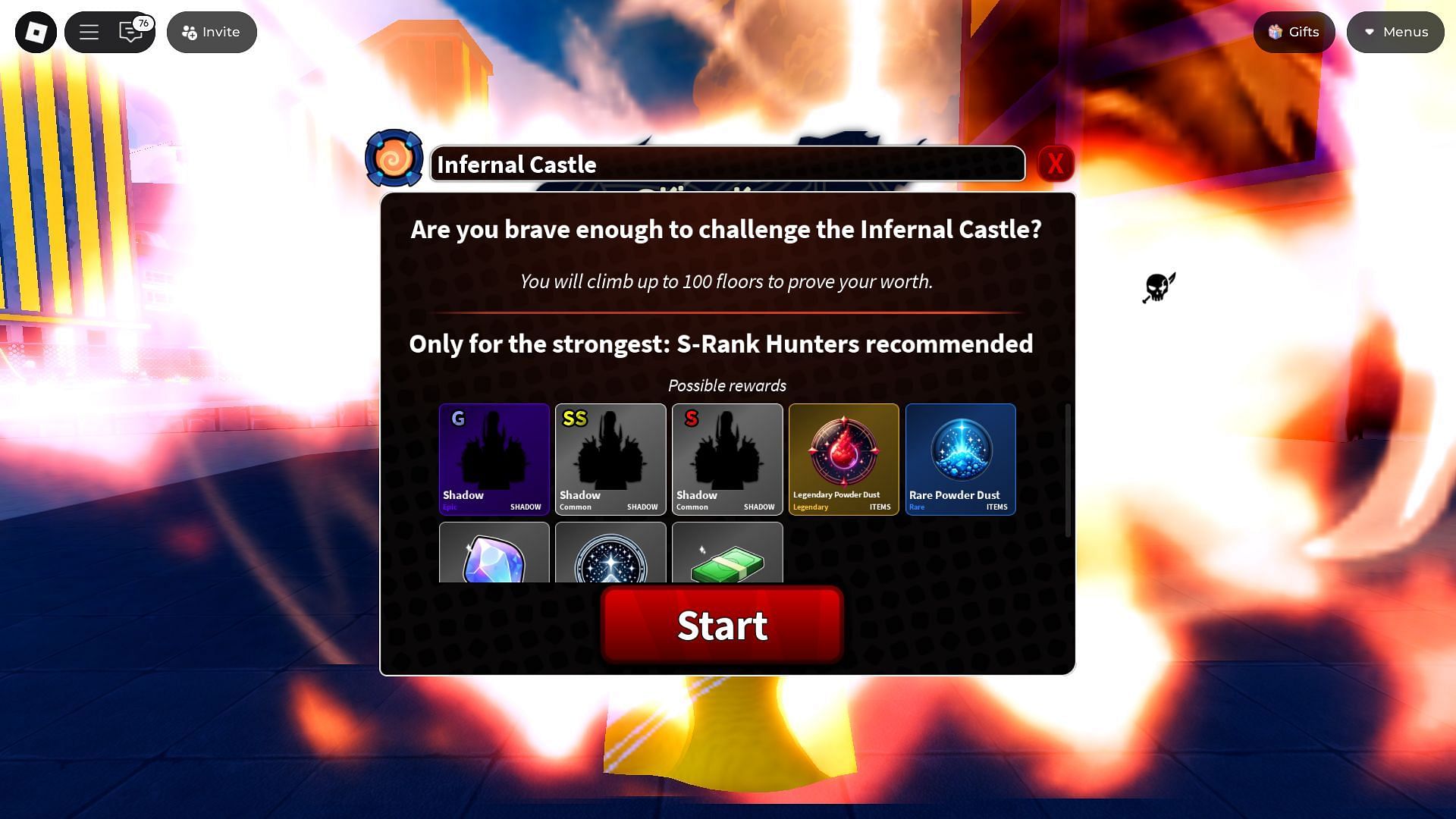 Accessing the Infernal Castle (Image via Roblox)