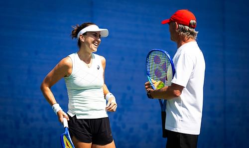 Belinda Bencic in training at the Qatar Open 2025 - Source: Getty