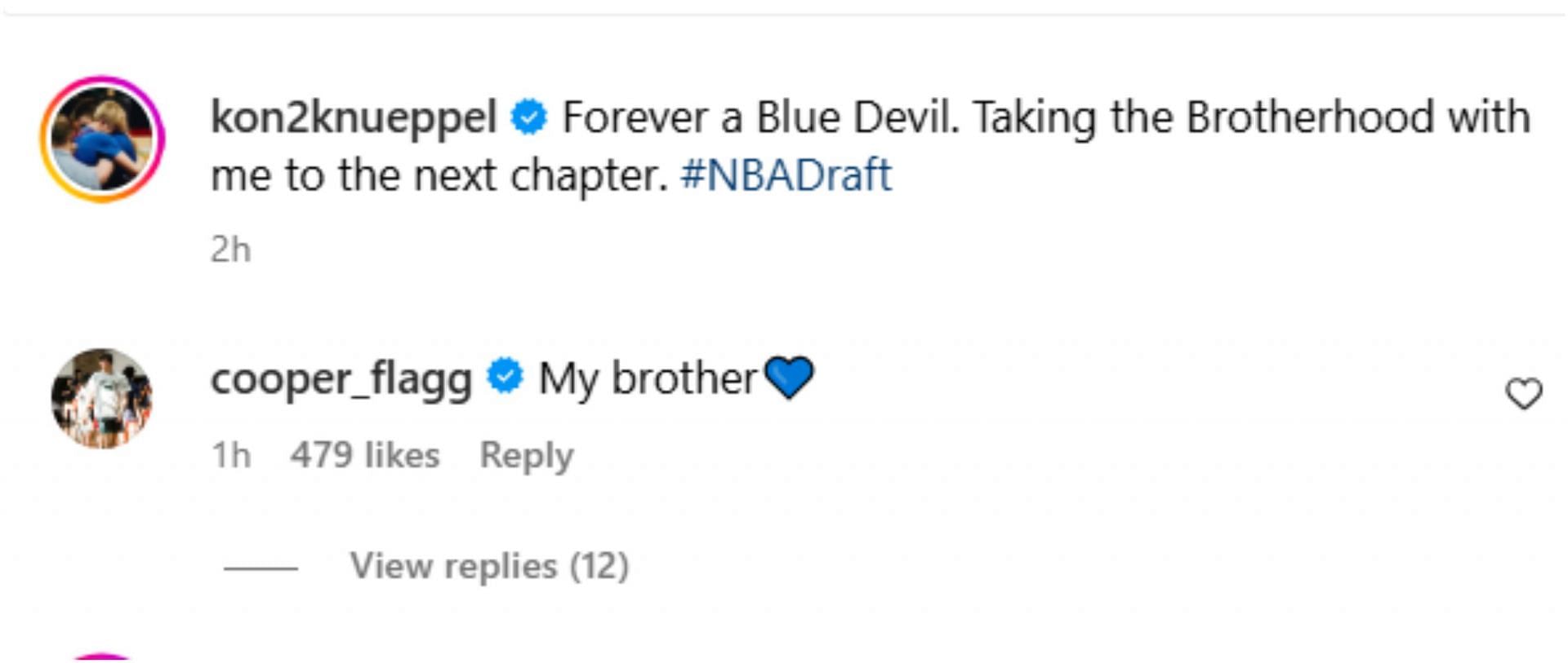 Copper Flagg sends message to Kon Knueppel after draft announcement. Credit: IG/@kon2knueppel