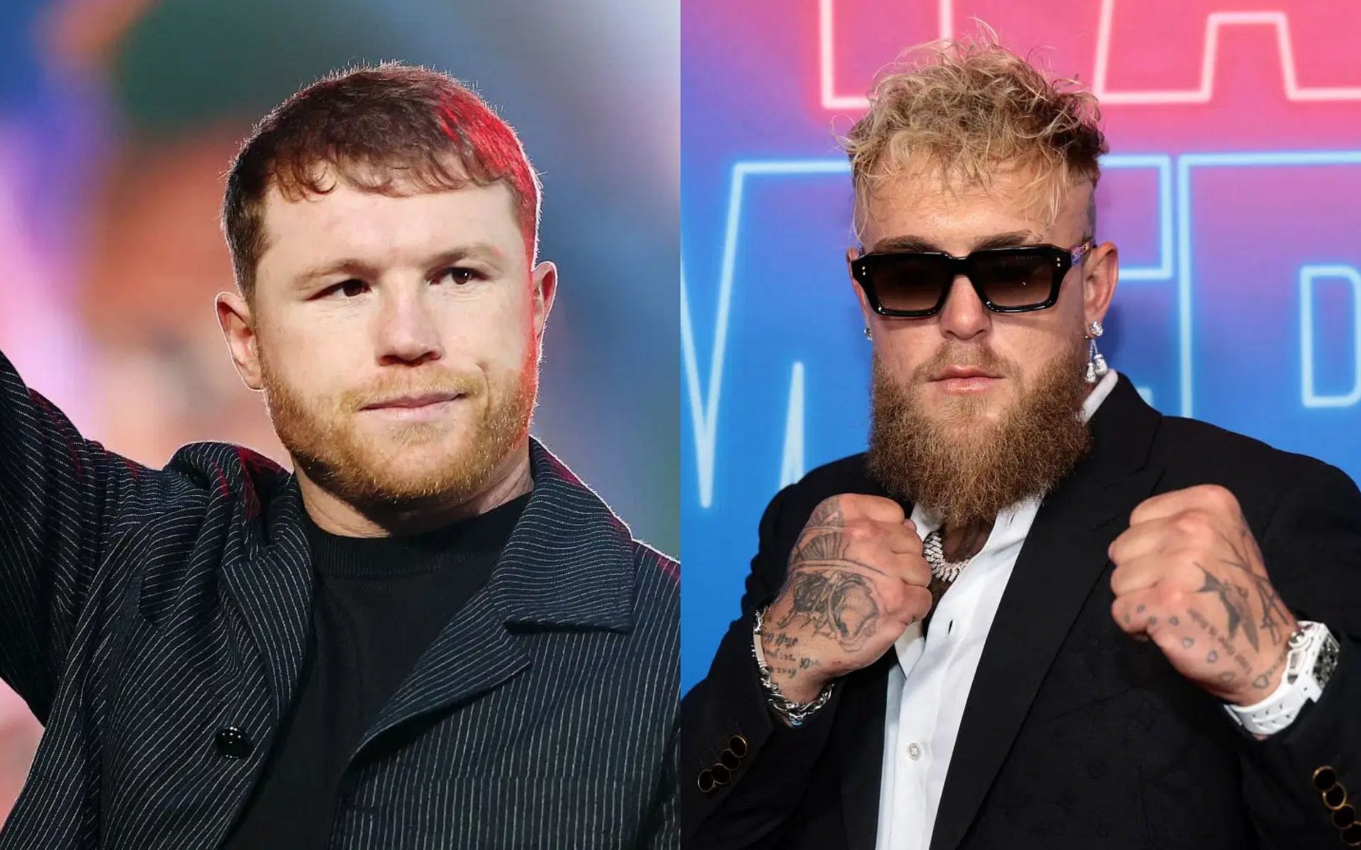 Canelo Alvarez (left) weighs in on potentially fighting Jake Paul (right) ahead of William Scull fight [Images courtesy: Getty Images]