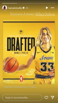 Hannah Stuelke hypes up Olsen after the WNBA draft | via @hannahstuelke/ig