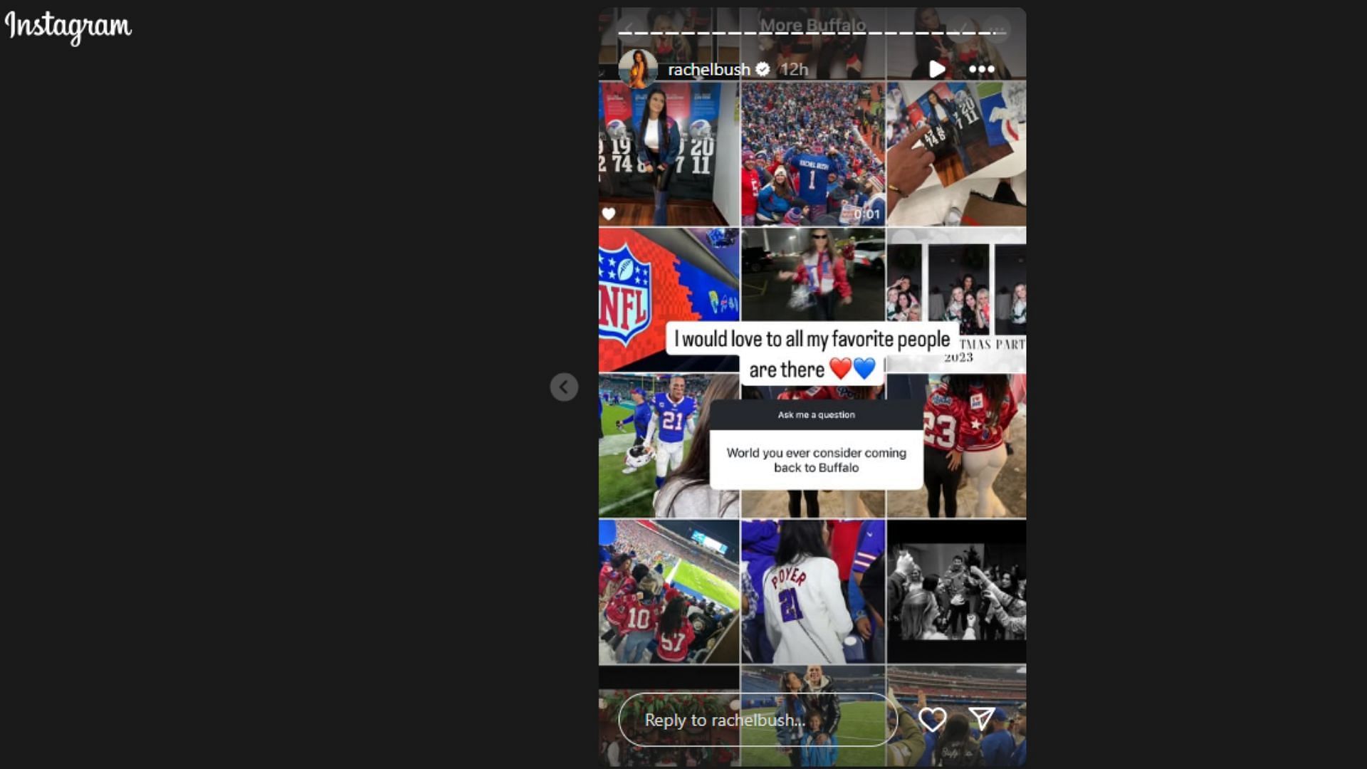 Another comment on Bush's Instagram Q&A about a possible return to Buffalo. (Photos via Bush's Instagram Story)