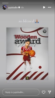 Watkins' IG story after winning the Wooden Award | via @jujubballin/ig