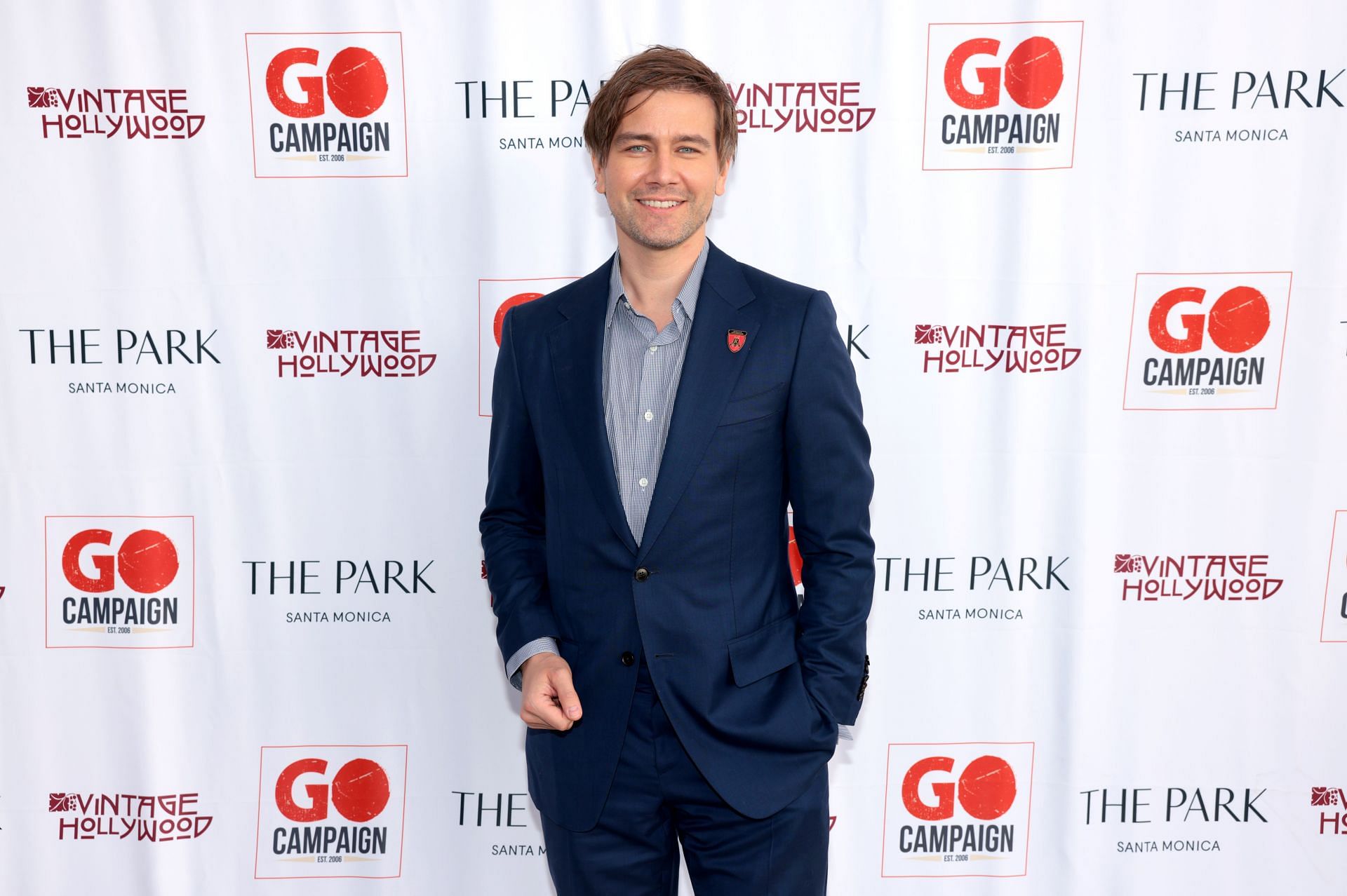 Torrance Coombs in Vintage Hollywood supporting GO Campaign (Image via Getty)