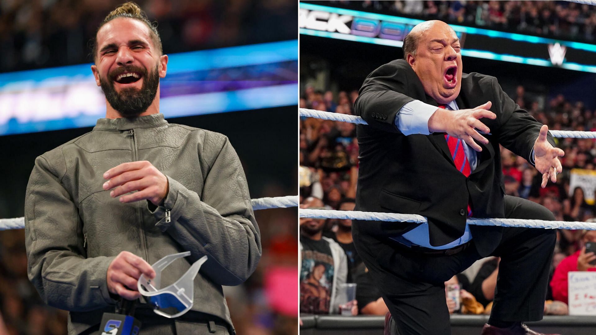 Seth Rollins (left) and Paul Heyman on SmackDown (Pictures courtesy: WWE.com)