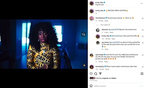 Screenshot of Charlotte Flair's comment to Naomi (Credit: Naomi on Instagram)