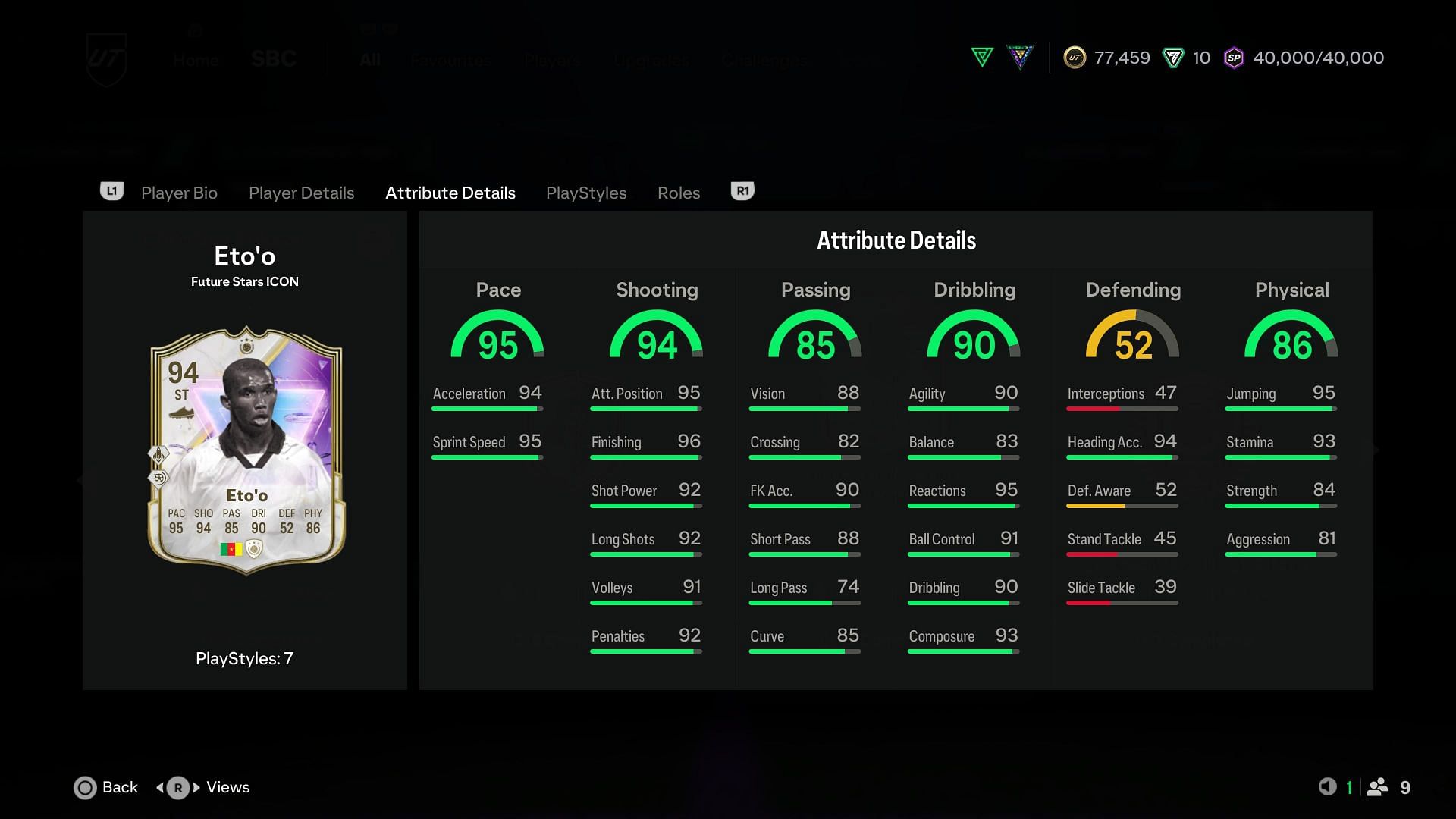The stats (Image via EA Sports)