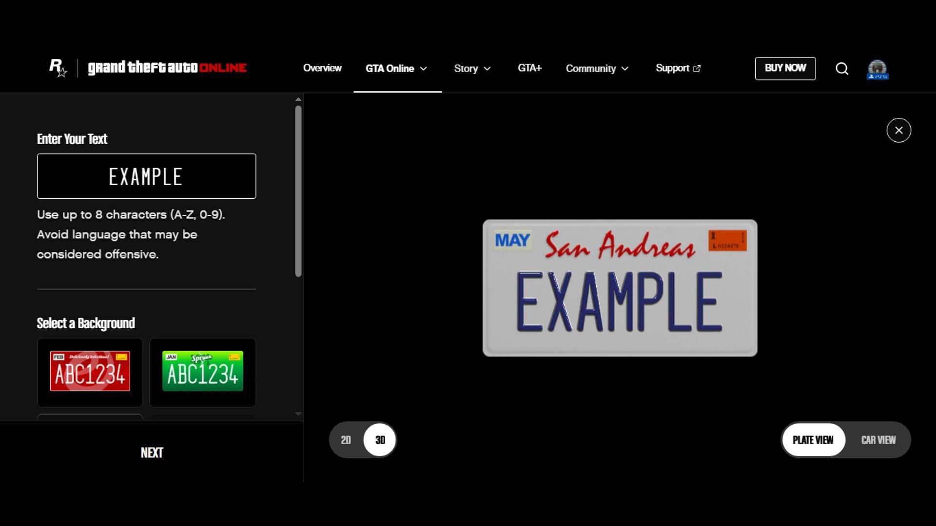 Choose background and custom text for your new license plate (Image via Rockstar Games)