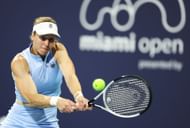 Samsonova plays a backhand on tour - Day 3 - Source: Getty