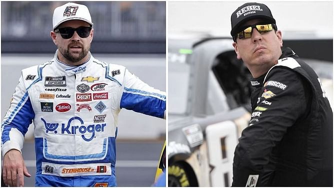 WATCH: Millionaires Kyle Busch and Ricky Stenhouse Jr. ditch the track for a baseball clash on Bristol’s concrete