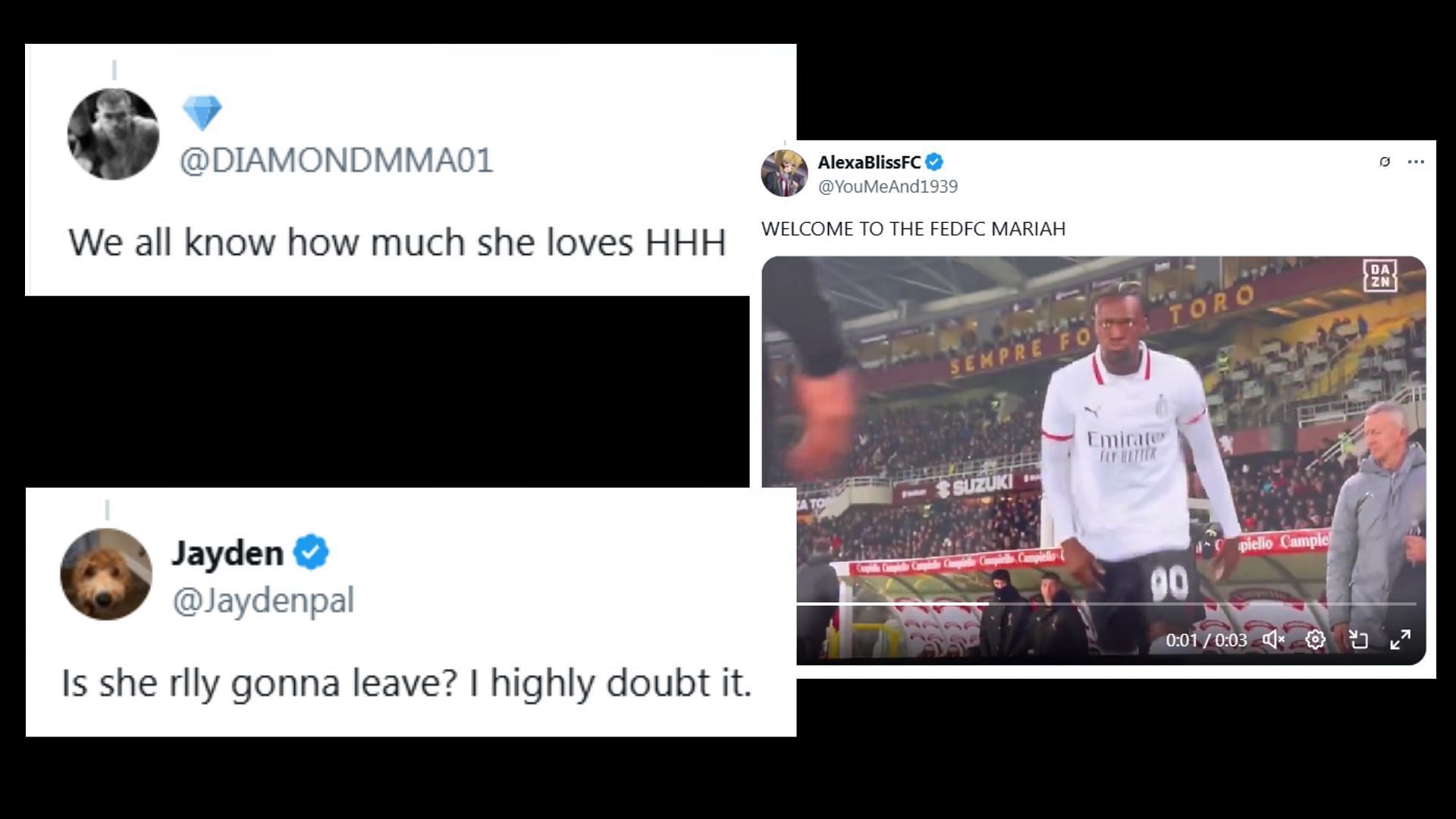 Fans react to Mariah May&#039;s cryptic Instagram story. (Image via Fightful and EliteRockerz&#039;s X)
