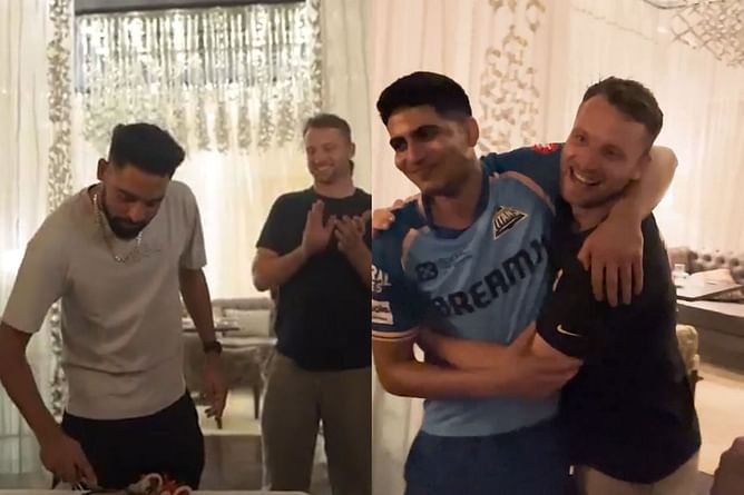 Mohammed Siraj cuts a cake with GT teammates after win vs RCB in IPL 2025 [Watch]