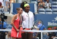 Roberta Vinci (left) and Serena Williams (right) before their 2015 US Open semifinal (Source: Getty)