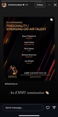 Kristen Saban's Instagram story supporting her father