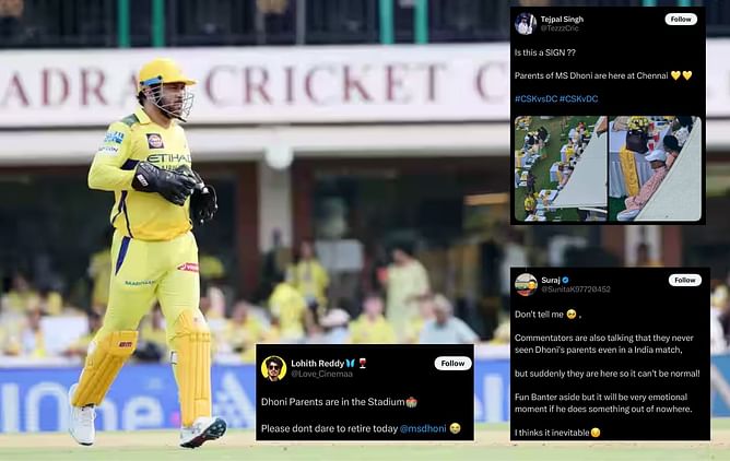 "Hearts are racing" - MS Dhoni retirement rumors set social media abuzz during CSK vs DC IPL 2025 clash