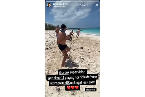 Tom Brady takes shot at Julian Edelman's "horrible defense" as Rob Gronkowski, Greg Olsen enjoy beach football, Instagram