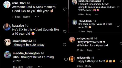 Fan Reactions to Arch Manning's six-year-old clip.