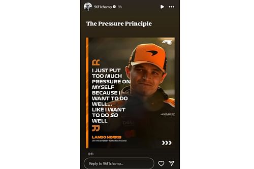 Snapshot of Damon Hill's story on Norris...Credits-Instagram