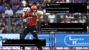 "Another day, another blind slogging failed" - Fans troll Abhishek Sharma for his duck in CSK vs SRH IPL 2025 match