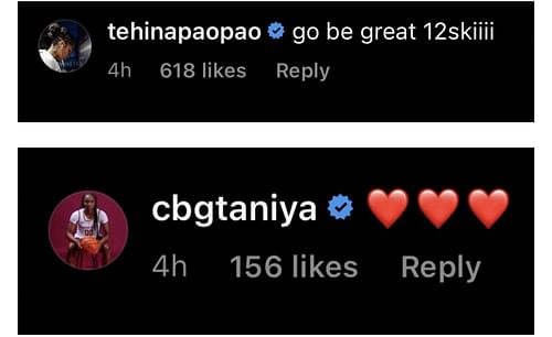 Te-Hina Pao Pao and Ta'Niya Latson show support for MiLaysia Fulwiley's IG post. Image via @laywitdabutter
