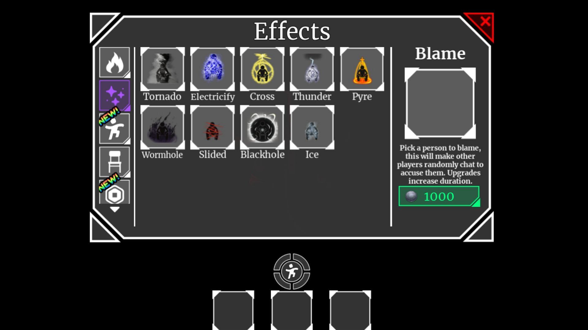 Get new Effects and Abilities by using the in-game currency (Image via Roblox)