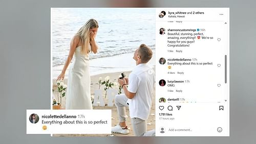 Zach Wilson's fiancée Nicolette Dellanno reacts as Dolphins star's brother Josh gets engaged (Image Credit: Josh/IG)