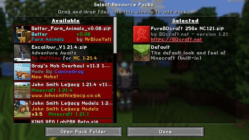 Follow these steps to install the Minecraft Sphax PureBDCraft resource pack (Image via Sportskeeda Gaming || Mojang Studios)