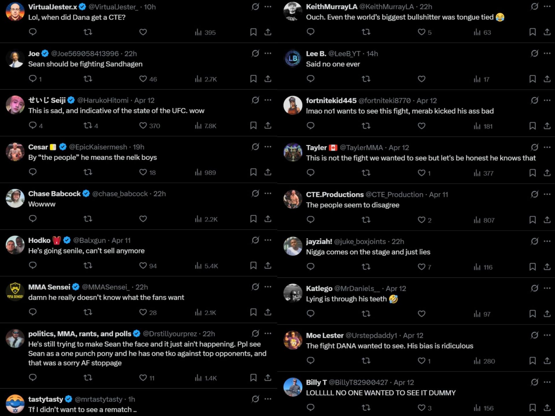 رد فعل المشجعين على عجز دانا وايت عن شرح العناوين الرئيسية لـ UFC 316