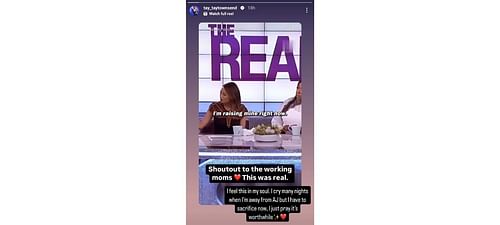 Screengrab of Taylor Townsend's Instagram stories (@tay_taytownsend)