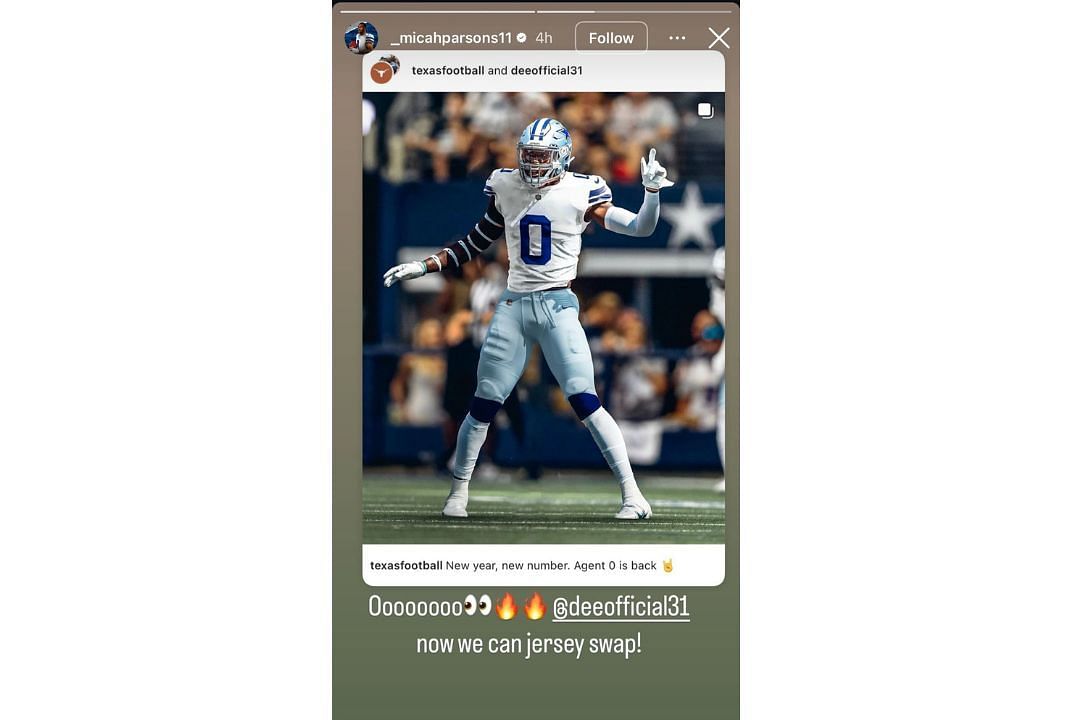 Micah Parsons jokes about &#039;jersey swap&#039; after DeMarvion Overshown becomes first Cowboy to wear No. 0