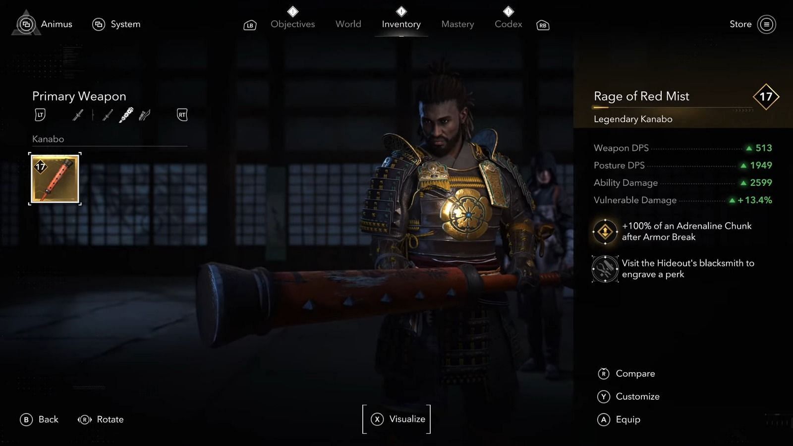Rage of Red Mist attributes (Image via Ubisoft || Youtube/@Kibbles Gaming).