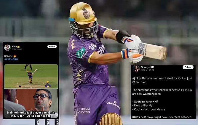 "Grace in every shot, elegance in every touch" - Fans react to Ajinkya Rahane's impressive knock in KKR vs SRH IPL 2025 clash