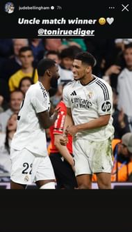 Jude Bellingham's Instagram story about Antonio Rudiger