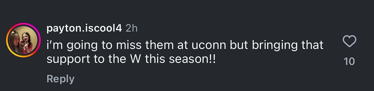 Fan comment (image credits: @uconnwbb on Instagram)