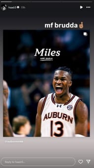 Image via Tahaad Pettirford's Instagram story.