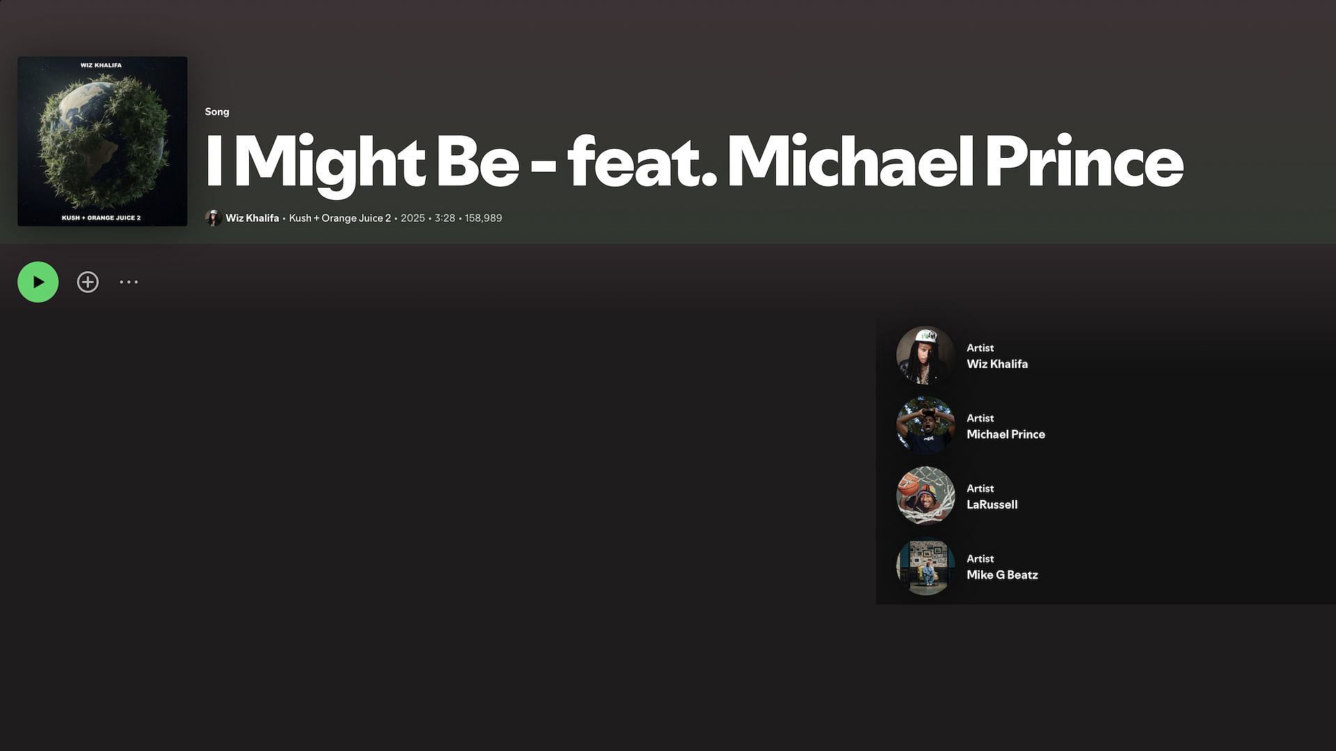 Track 7 on Wiz Khalifa&#039;s 2025 mixtape &#039;Kush + Orange Juice 2&#039; (Image via Spotify)