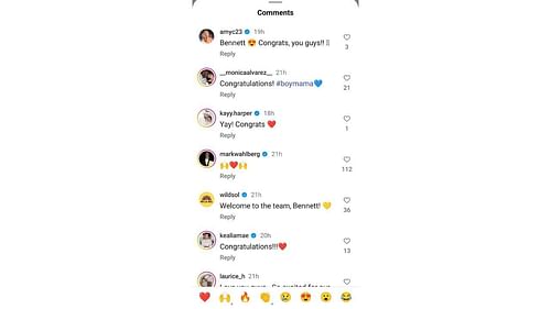 Screenshot of Amy Cole, Kayla Harper and Monica Alvarez's comments on Bregman's Instagram post (Images from - Instagram.com/@abreg_1)