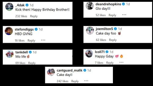 CeeDee Lamb received birthday wishes from teammates and other players across the NFL. (Via the comments section of Lamb's Instagram post)