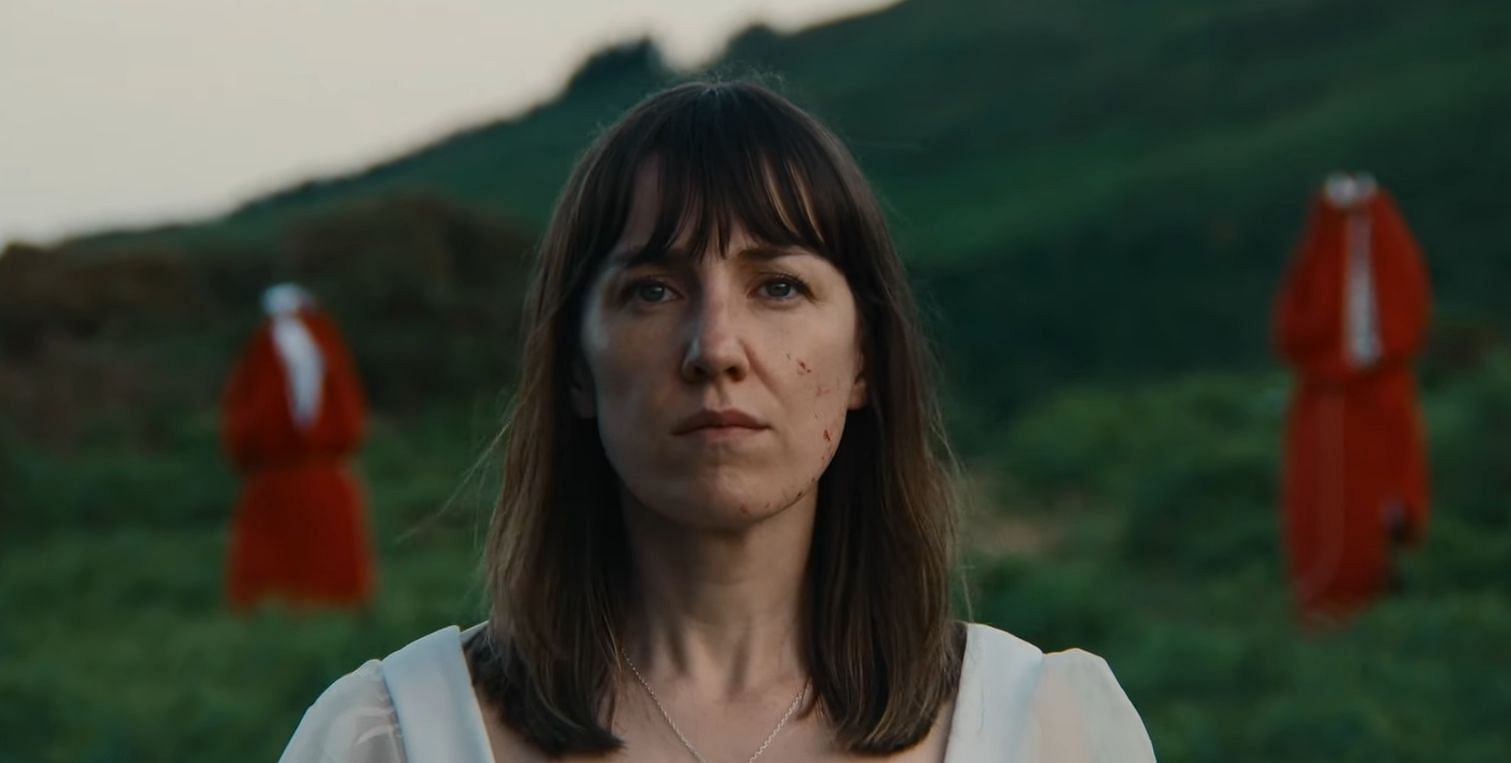 Clare Monnelly as Shoo, a primary care worker in Fr&eacute;waka (Image via YouTube/@shudder)