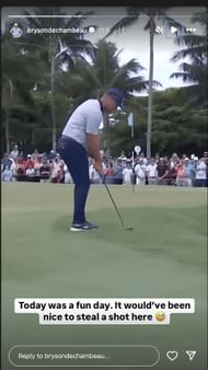 Bryson DeChambeau’s unwanted factor ruins his close shot. Image via Instagram @brysondechambeau