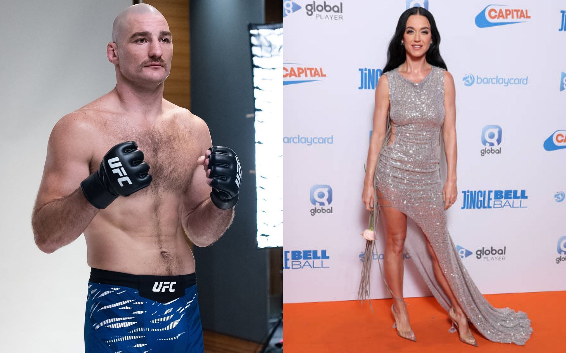 Sean Strickland (left) mocks Katy Perry (right). [Images courtesy: @ufceurasia on Instagram and Getty]